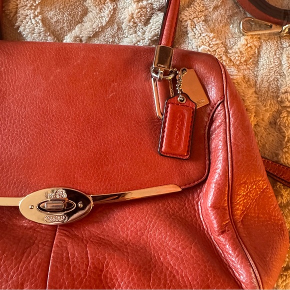 Coach Madison Madeline East West Leather Satchel | Detachable Crossbody | Coral - Picture 3 of 16